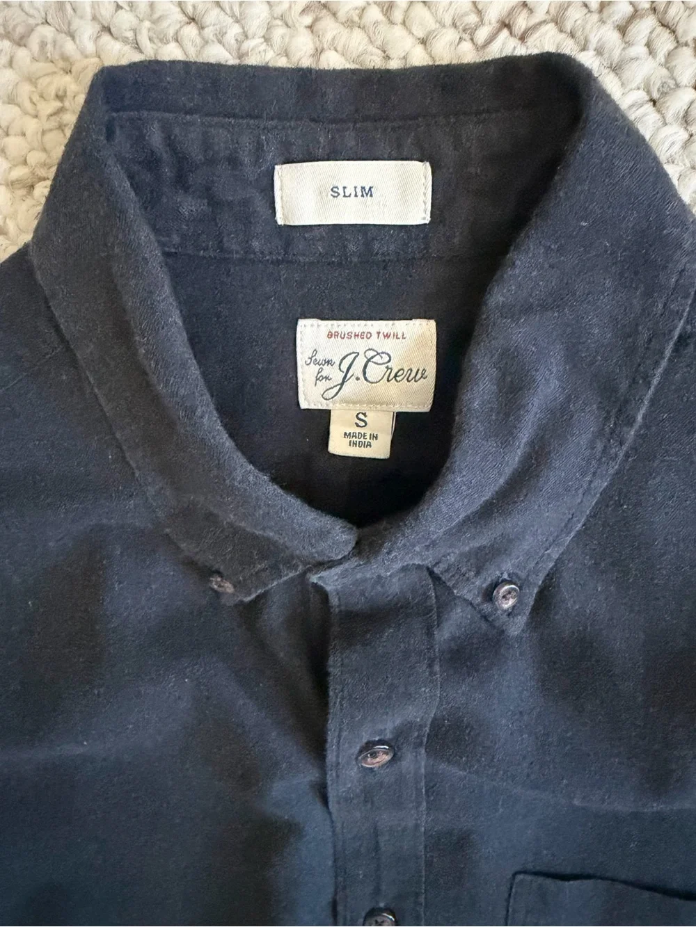 J. Crew Men's Brushed Twill Cotton Button Down  Slim Fit Shirt - Small - Black